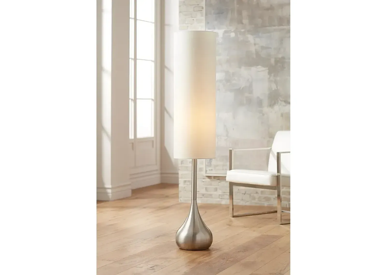 Possini Euro Moderne Droplet 62" High Brushed Nickel Floor Lamp