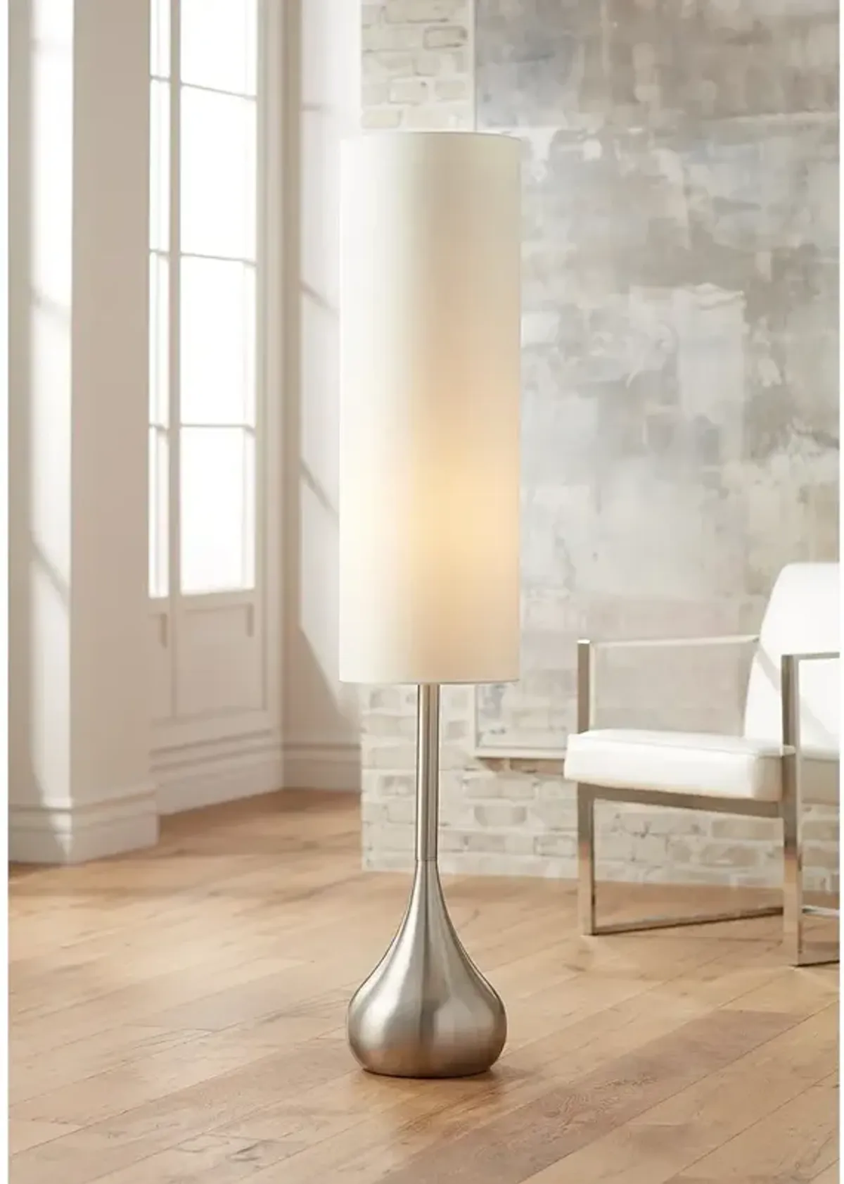 Possini Euro Moderne Droplet 62" High Brushed Nickel Floor Lamp