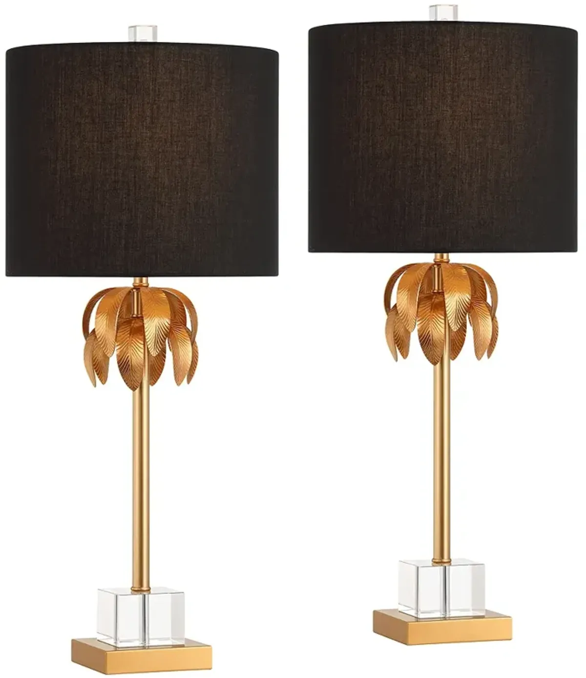 Vienna Full Spectrum Monaco 27 1/2"H Crystal Brass Table Lamp Set of 2