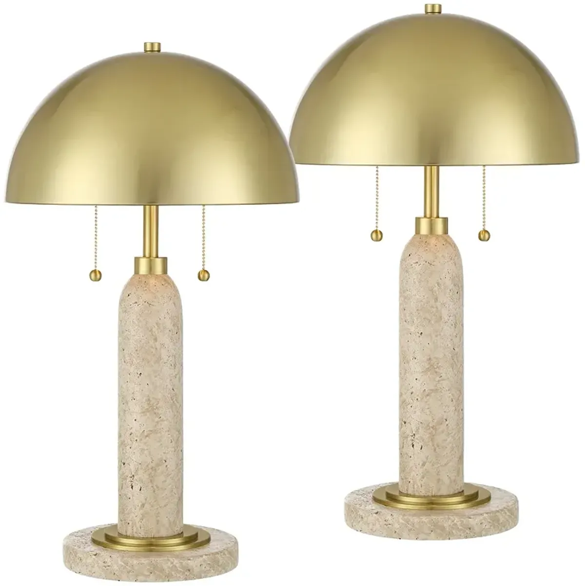 Possini Euro Chanterelle 24 1/2" Faux Stone Dome Table Lamp Set of 2