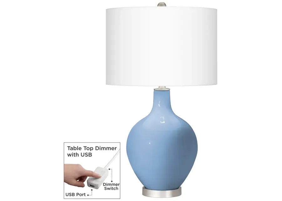 Placid Blue Ovo Table Lamp With Dimmer