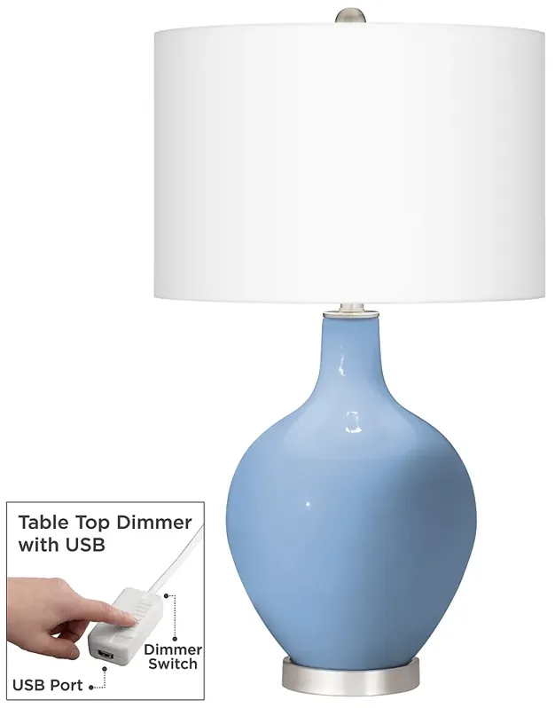 Placid Blue Ovo Table Lamp With Dimmer