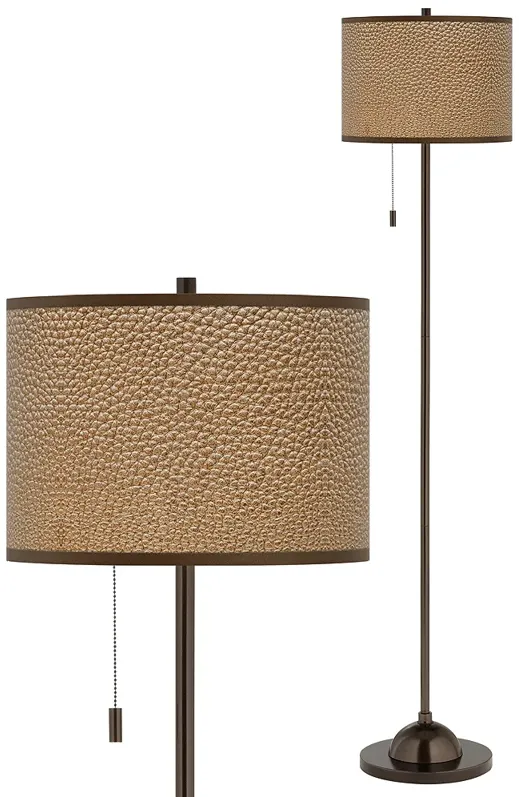 Giclee Glow 62" Simulated Leatherette Shade Bronze Club Floor Lamp