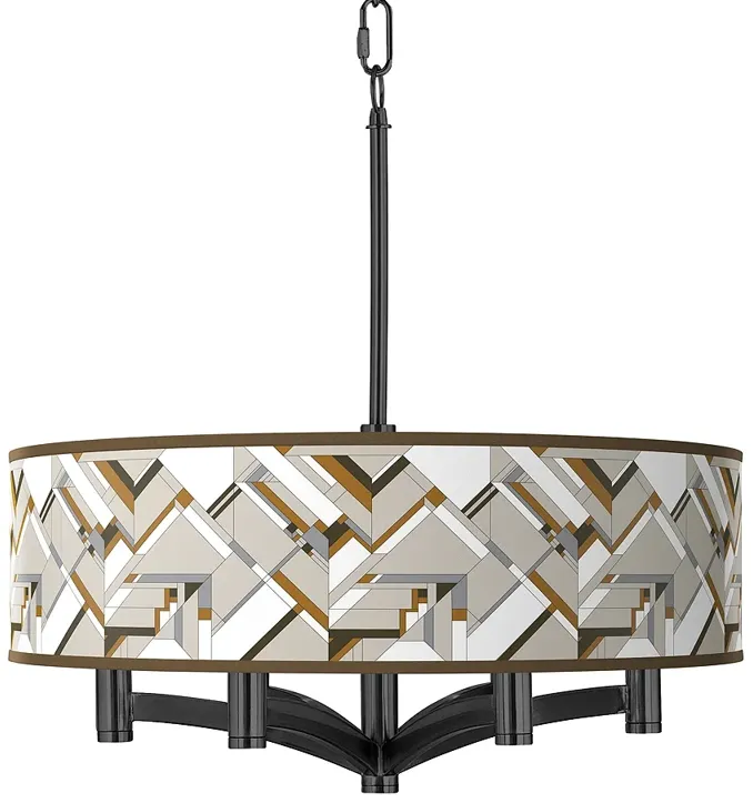 Craftsman Mosaic Ava 6-Light Black Pendant Chandelier