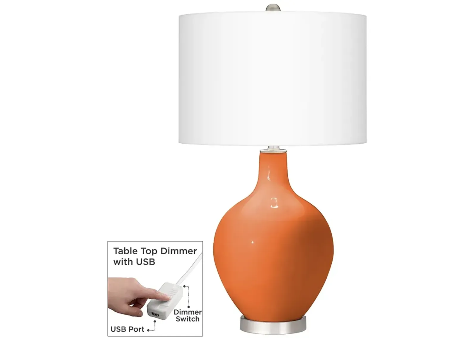 Celosia Orange Ovo Table Lamp With Dimmer