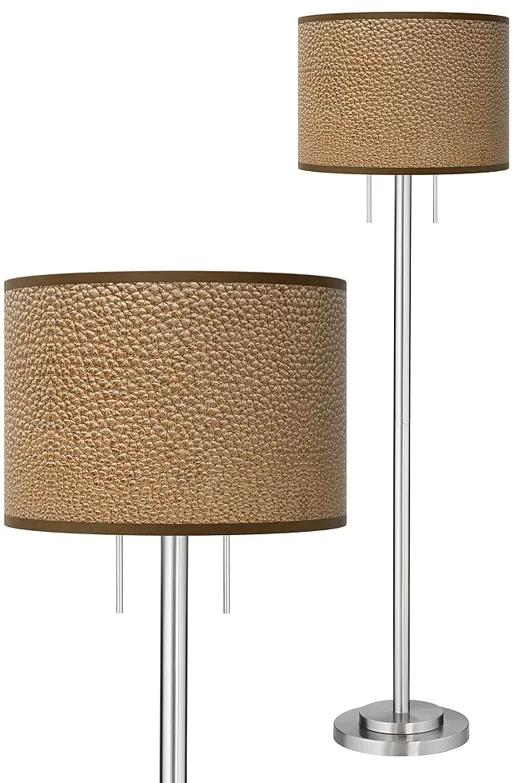 Simulated Leatherette Giclee Brushed Nickel Garth Floor Lamp