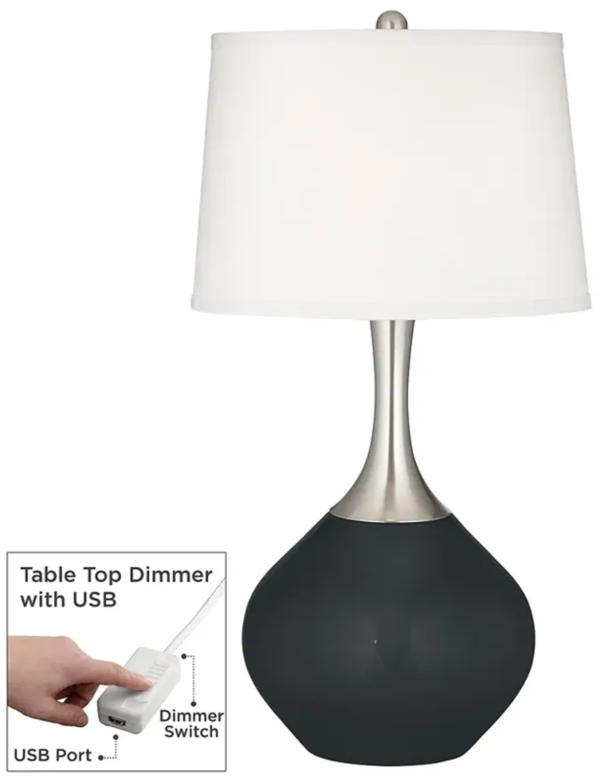 Black Of Night Spencer Table Lamp with Dimmer