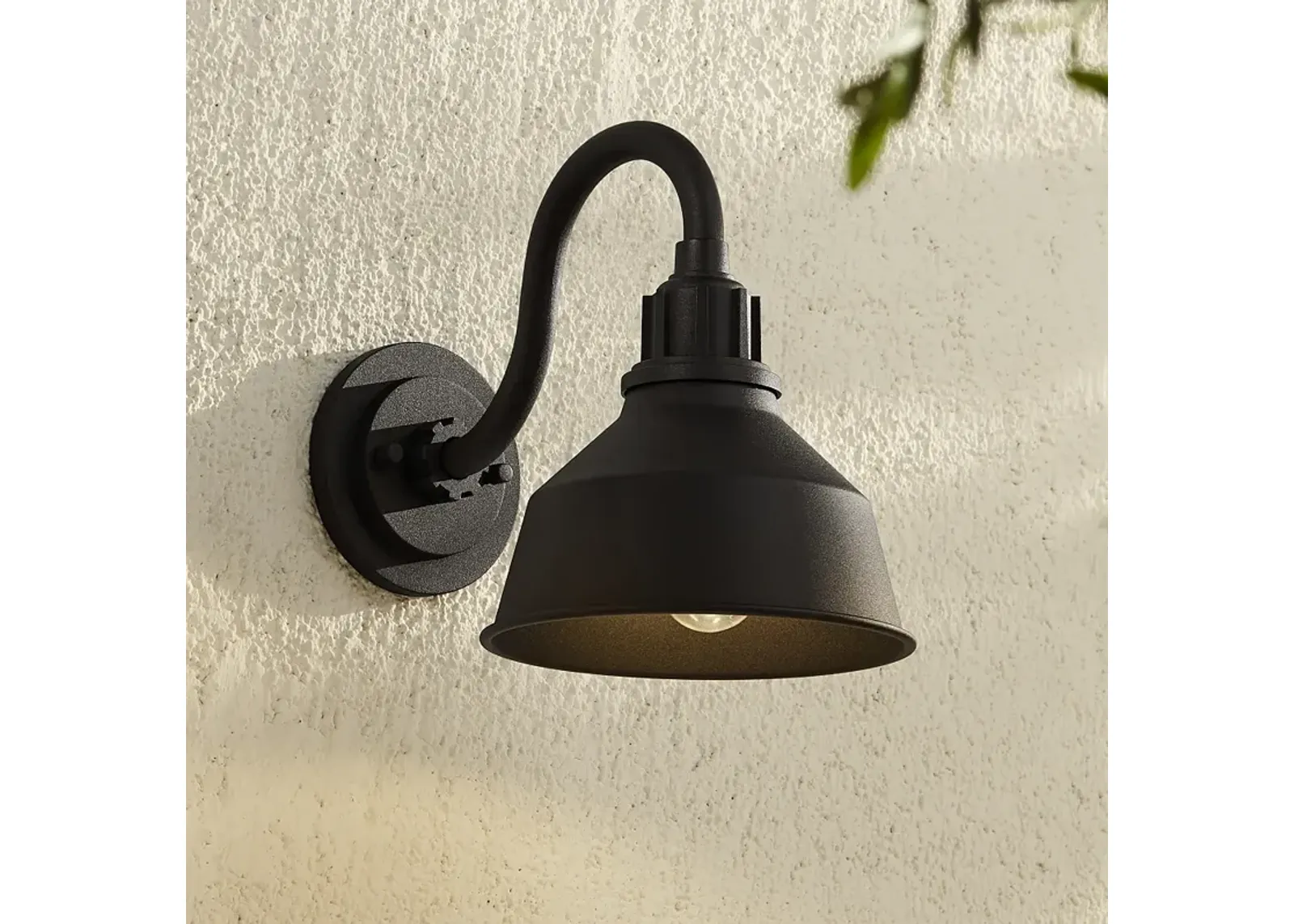 Arnett 8" Textured Black Industrial Outdoor Wall Barn Light