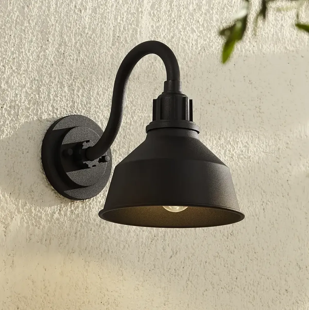 Arnett 8" Textured Black Industrial Outdoor Wall Barn Light