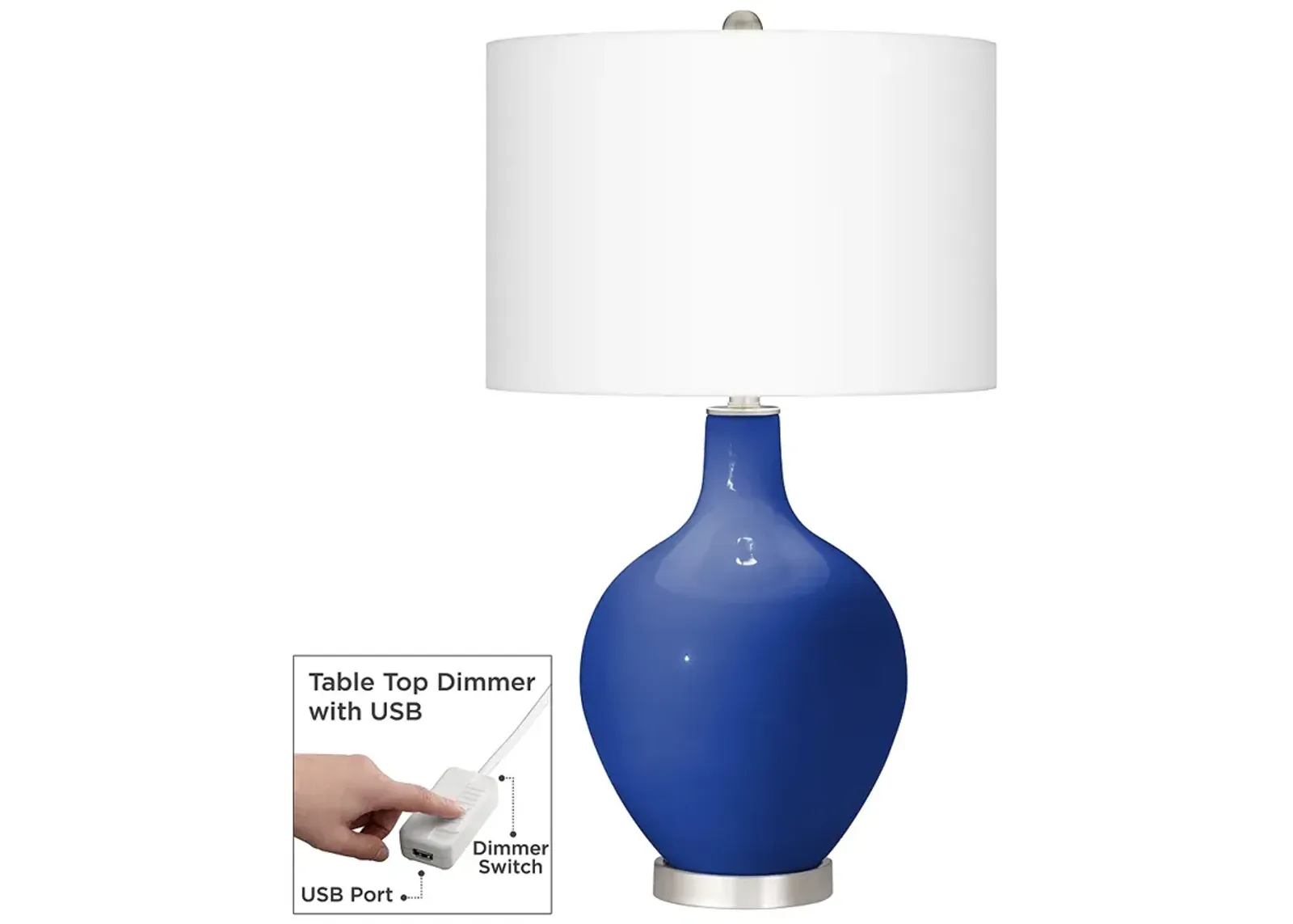 Color Plus Ovo 28 1/2" Dazzling Blue Table Lamp with USB Dimmer