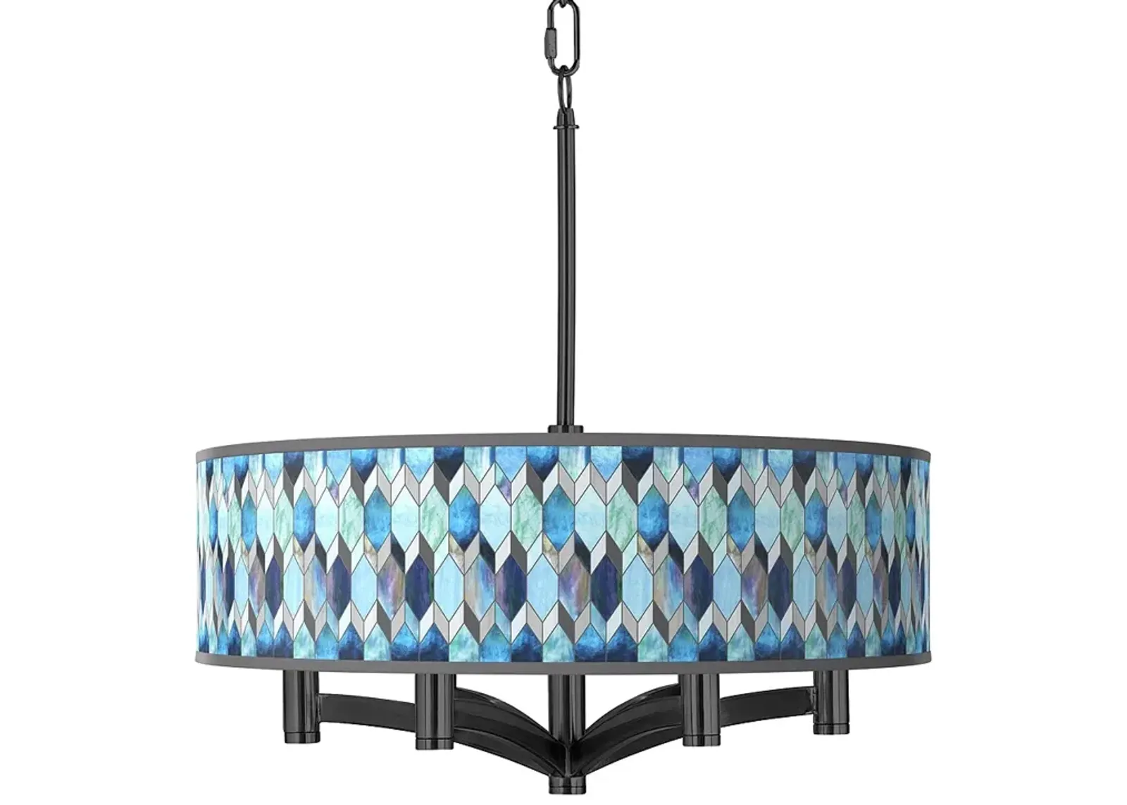 Blue Tiffany Ava 6-Light Black Pendant Chandelier