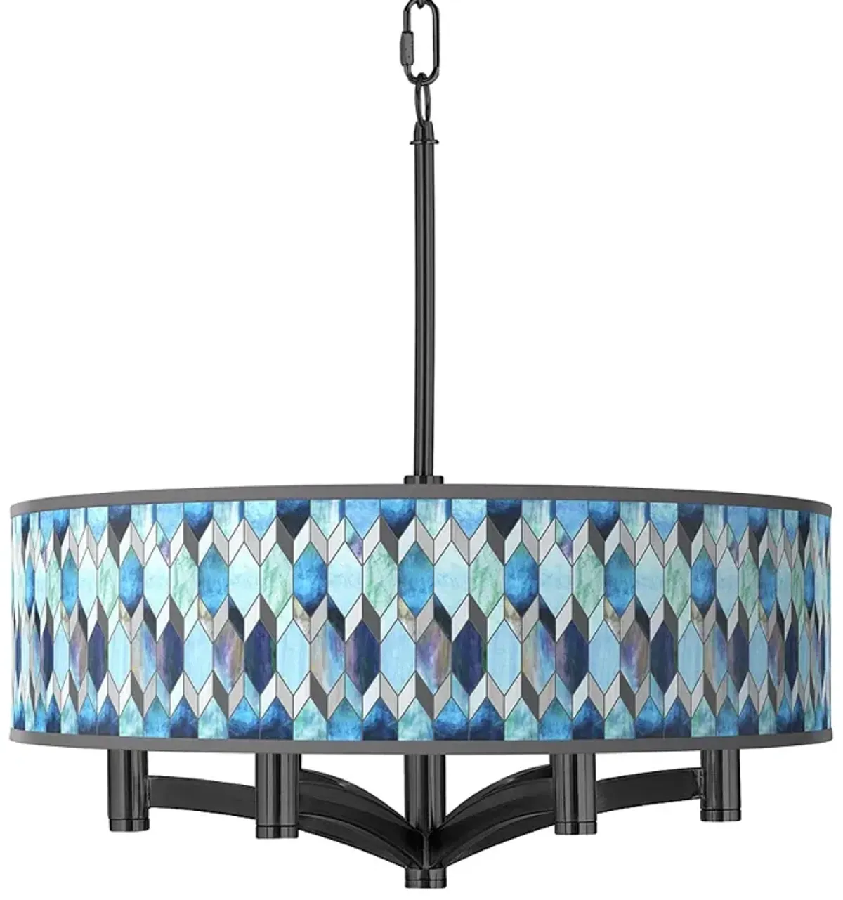 Blue Tiffany Ava 6-Light Black Pendant Chandelier