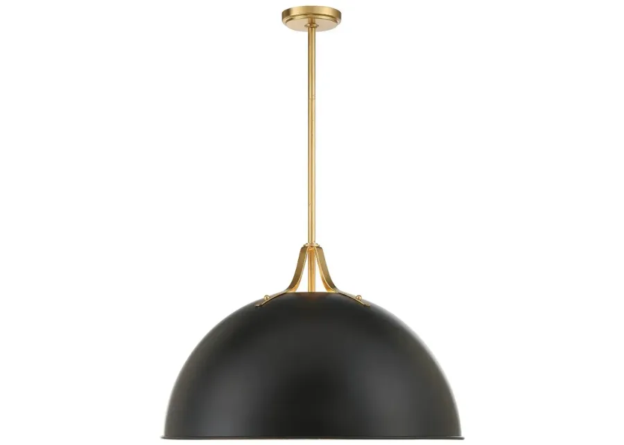 Soto 3 Light Matte Black + Antique Gold Pendant