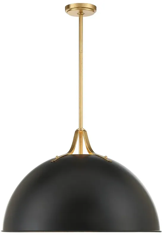 Soto 3 Light Matte Black + Antique Gold Pendant