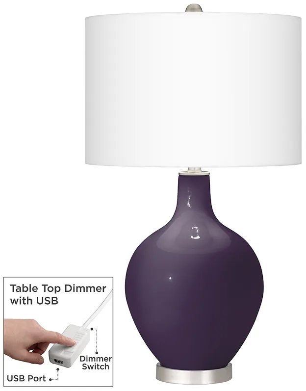 Quixotic Plum Ovo Table Lamp With Dimmer
