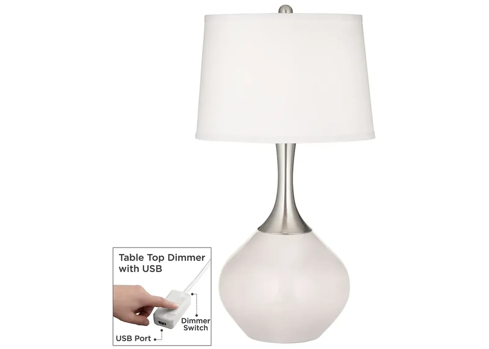 Smart White Spencer Table Lamp with Dimmer