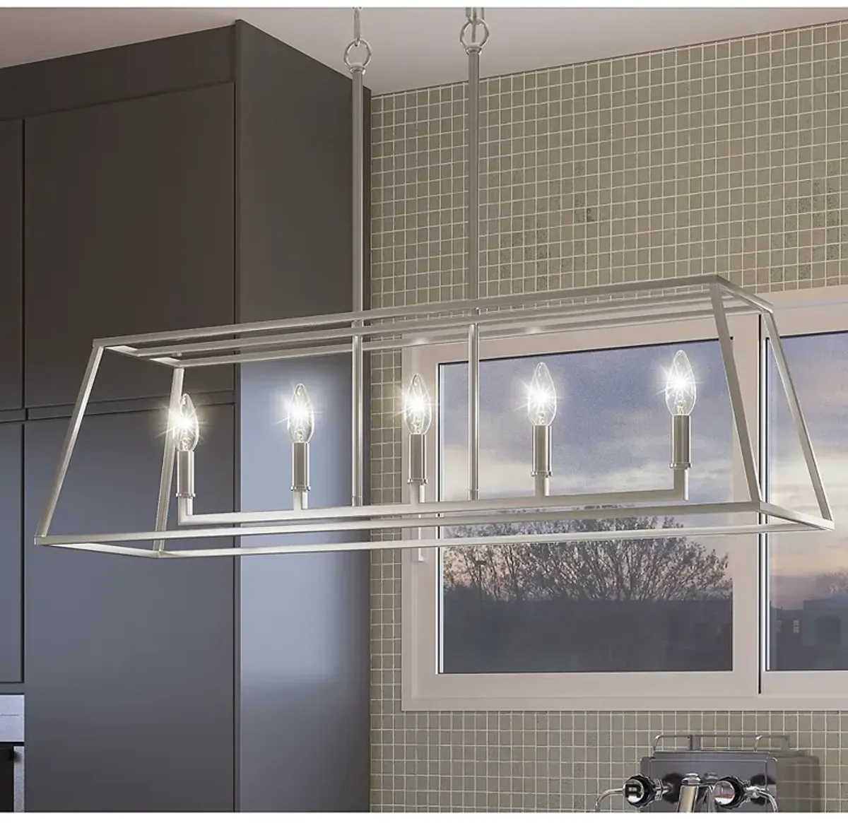 Quoizel Prescott 36"W Brushed Nickel 5-Light Island Chandelier