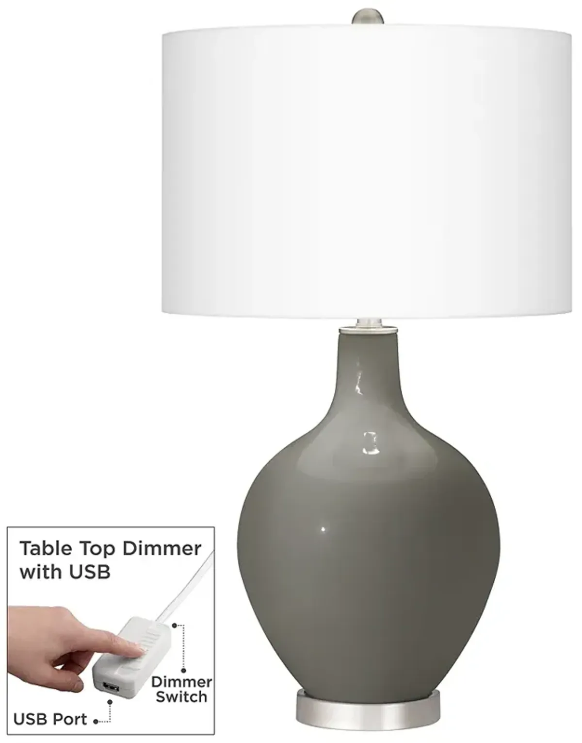 Guantlet Gray Ovo Table Lamp With Dimmer