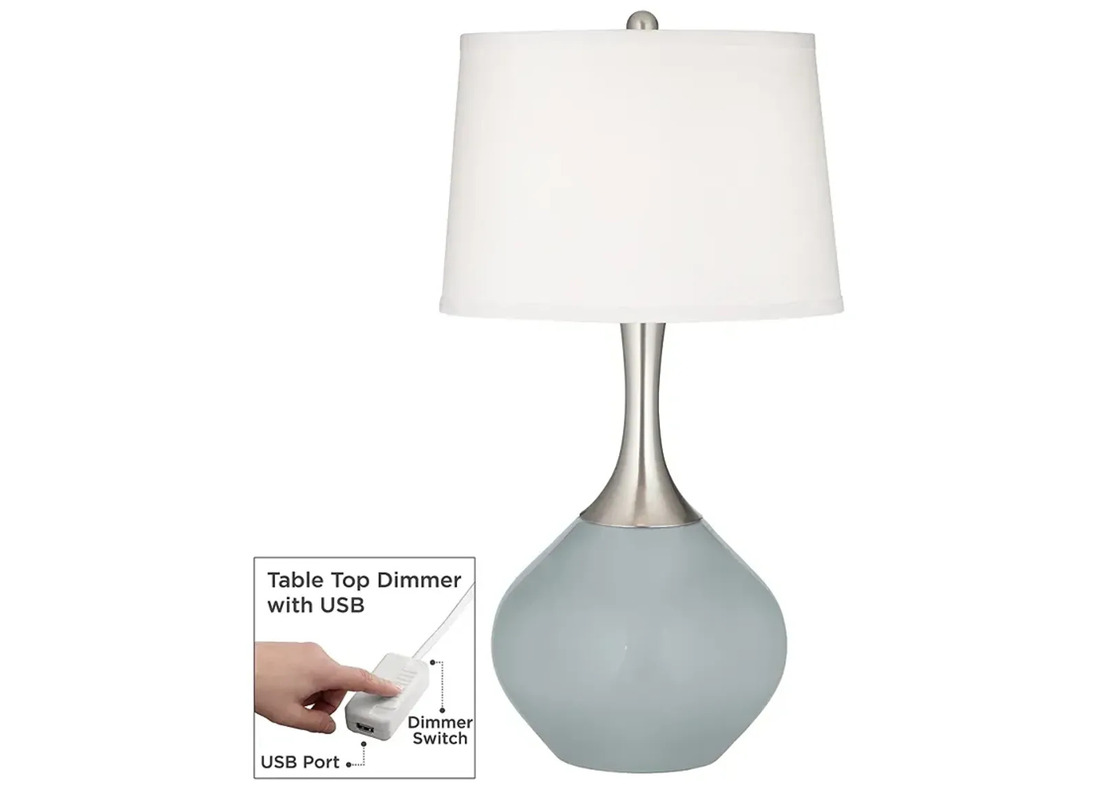 Uncertain Gray Spencer Table Lamp with Dimmer