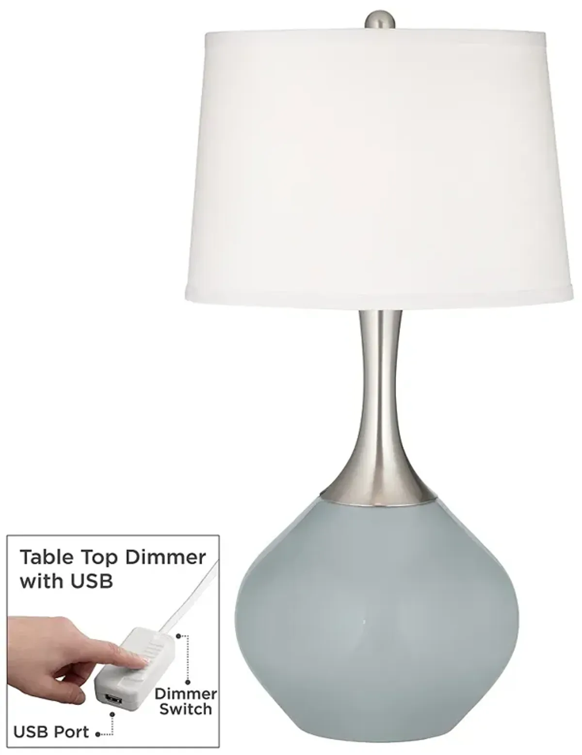 Uncertain Gray Spencer Table Lamp with Dimmer