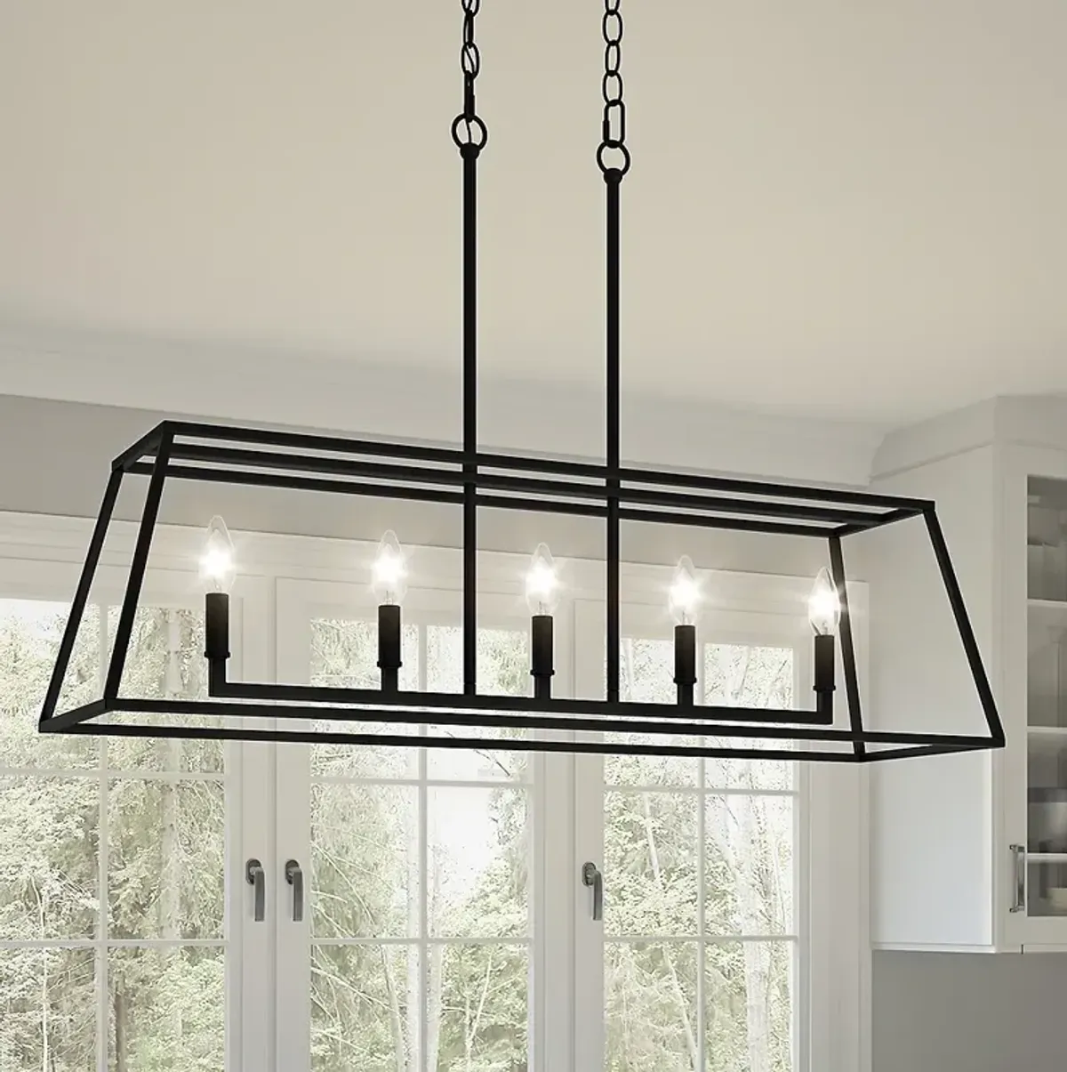 Prescott 36" Wide Matte Black 5-Light Island Chandelier