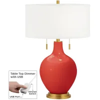 Cherry Tomato Toby Brass Accents Table Lamp with Dimmer