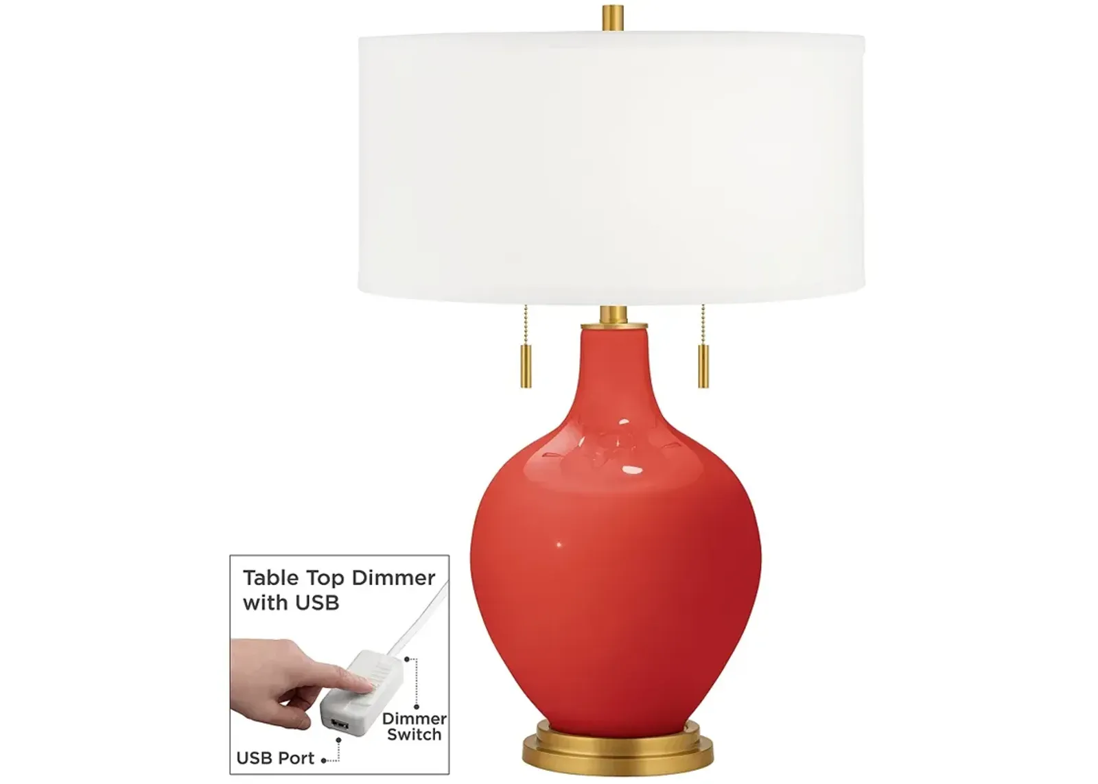 Cherry Tomato Toby Brass Accents Table Lamp with Dimmer