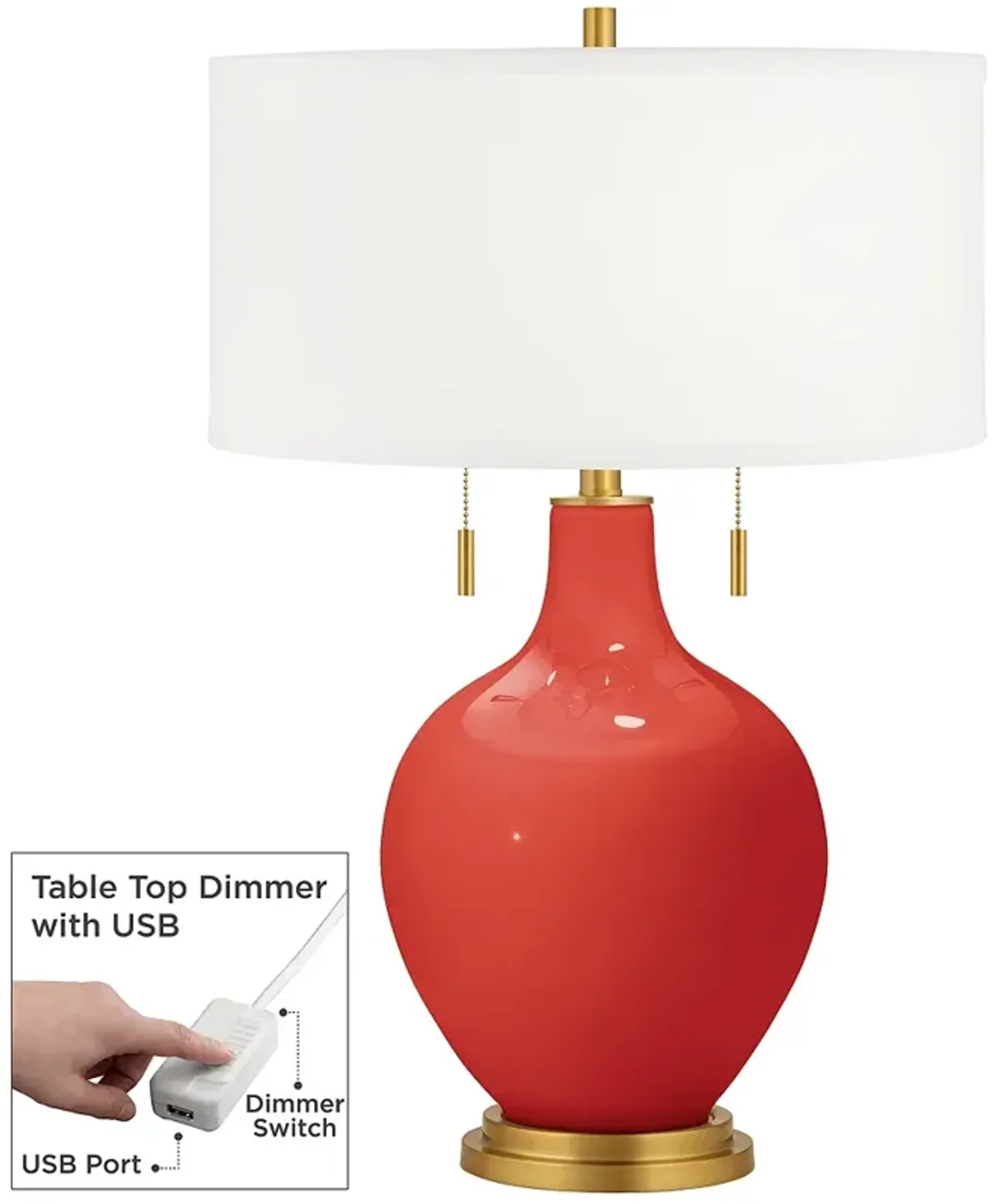 Cherry Tomato Toby Brass Accents Table Lamp with Dimmer