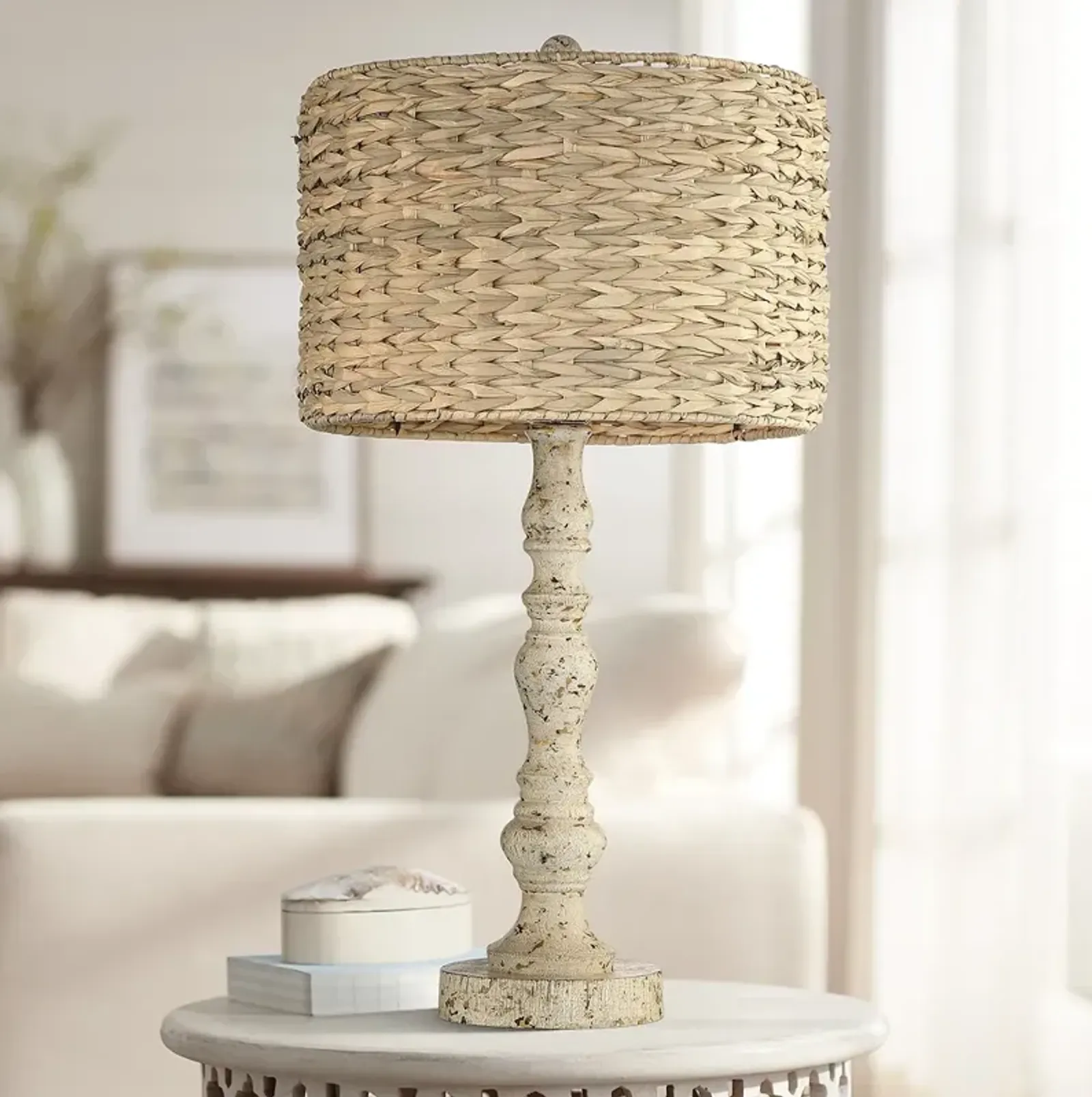 John Timberland Rattan 27 1/2" Distressed Candlestick Table Lamp