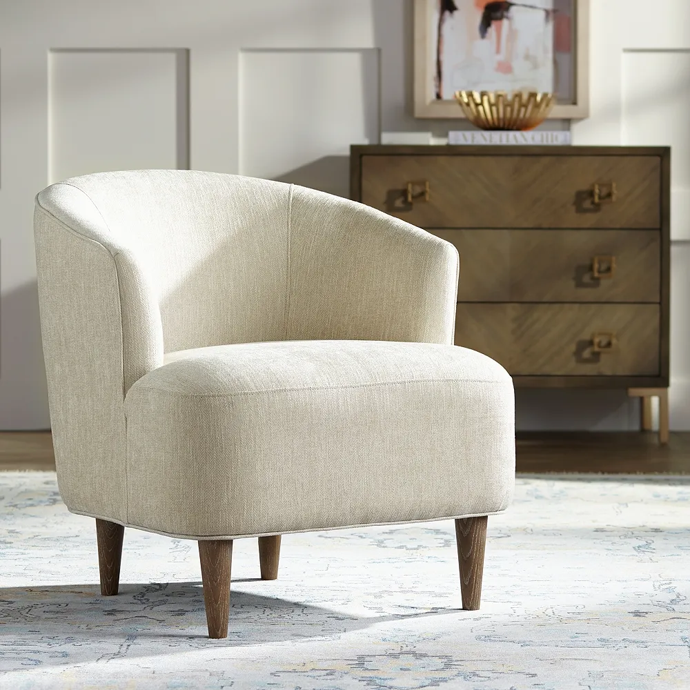 Empierre Beige Fabric Club Chair and Ottoman