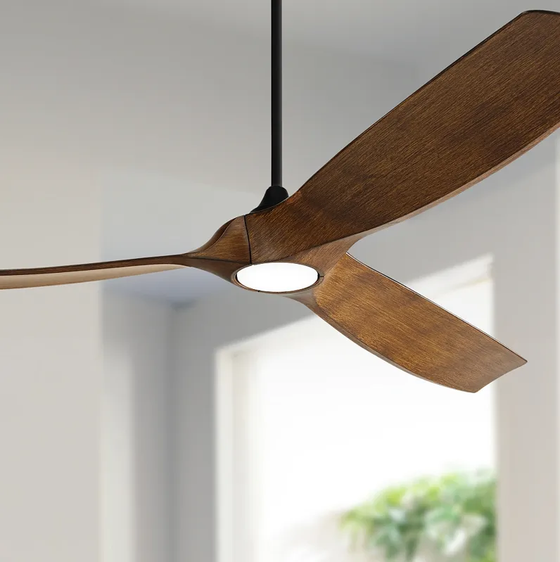 70" Kona Wind Black-Koa LED DC Damp Rated Ceiling Fan with Remote