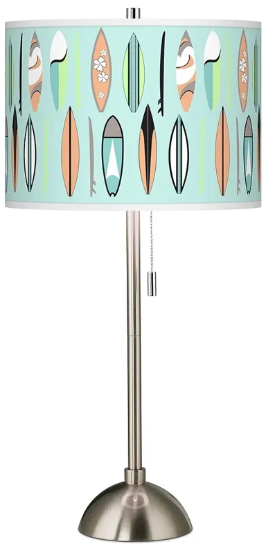 Retro Surf Giclee Brushed Nickel Table Lamp