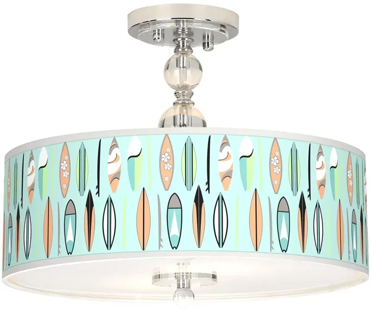 Retro Surf Giclee 16" Wide Semi-Flush Ceiling Light