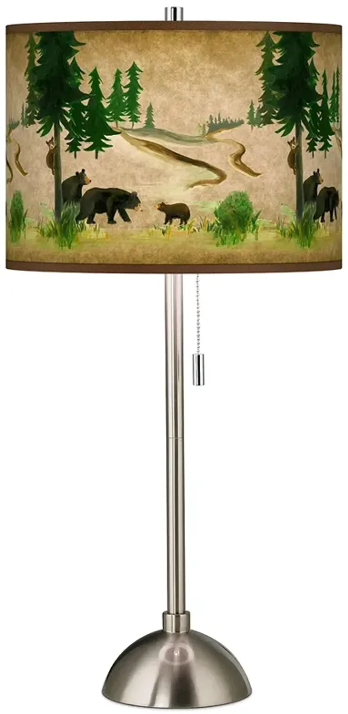 Bear Lodge Giclee Brushed Nickel Table Lamp