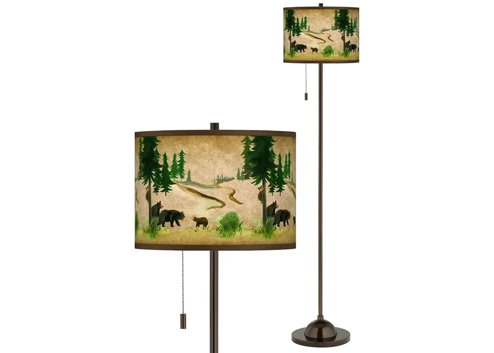 Bear Lodge Giclee Glow Bronze Club Floor Lamp