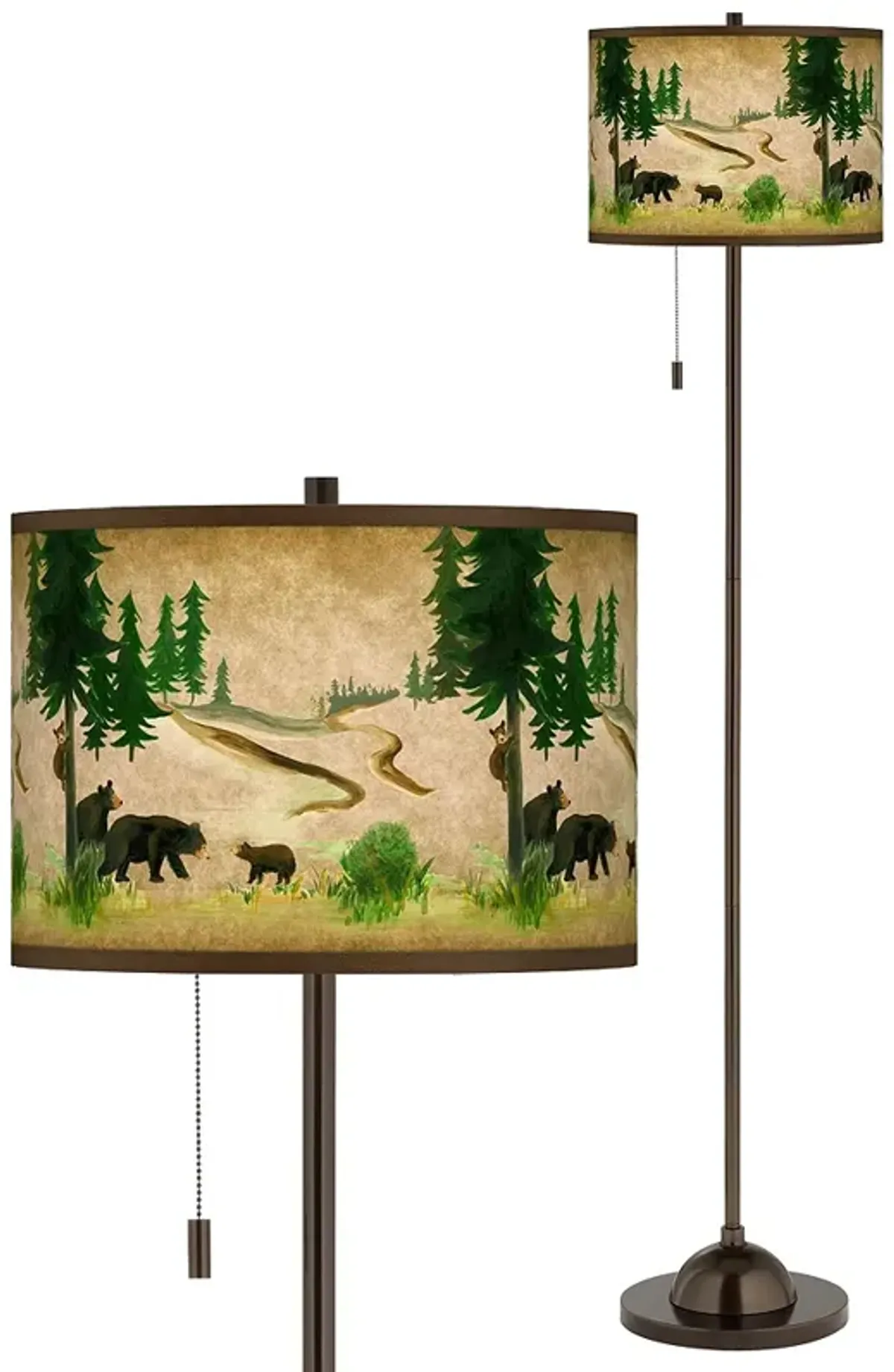 Bear Lodge Giclee Glow Bronze Club Floor Lamp