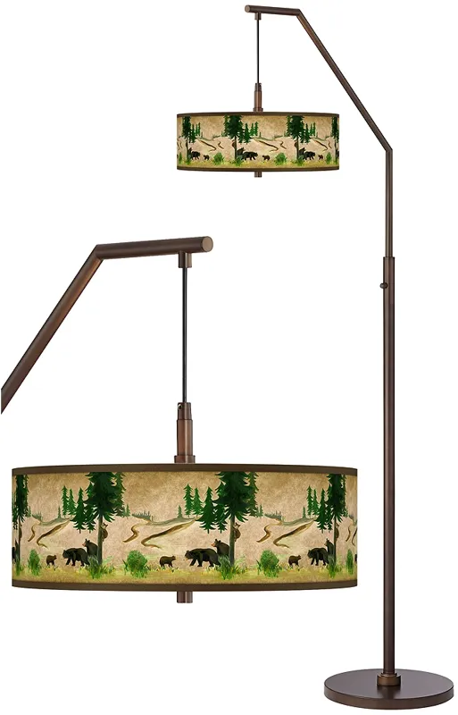 Bear Lodge Bronze Downbridge Arc Floor Lamp