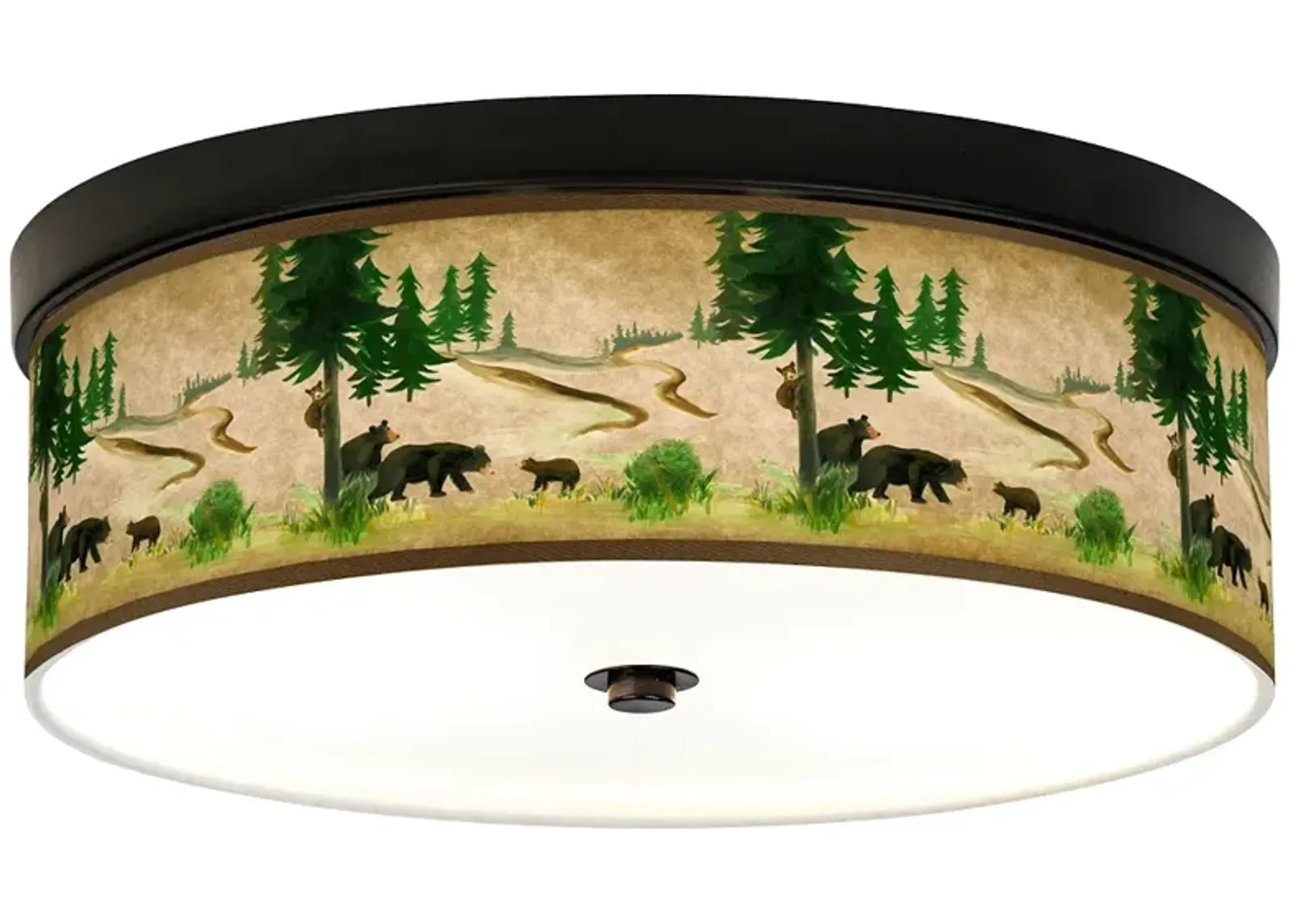 Giclee Gallery Bear Lodge 14" Wide Rustic Bronze Ceiling Light