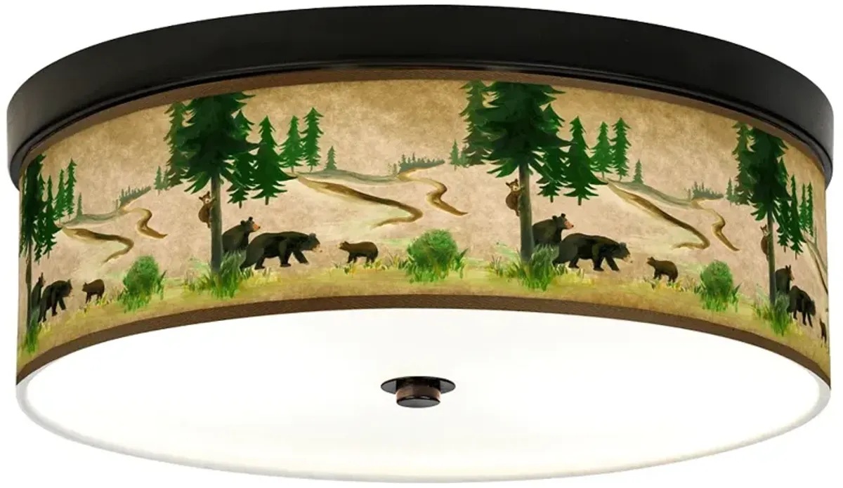Giclee Gallery Bear Lodge 14" Wide Rustic Bronze LED Ceiling Light