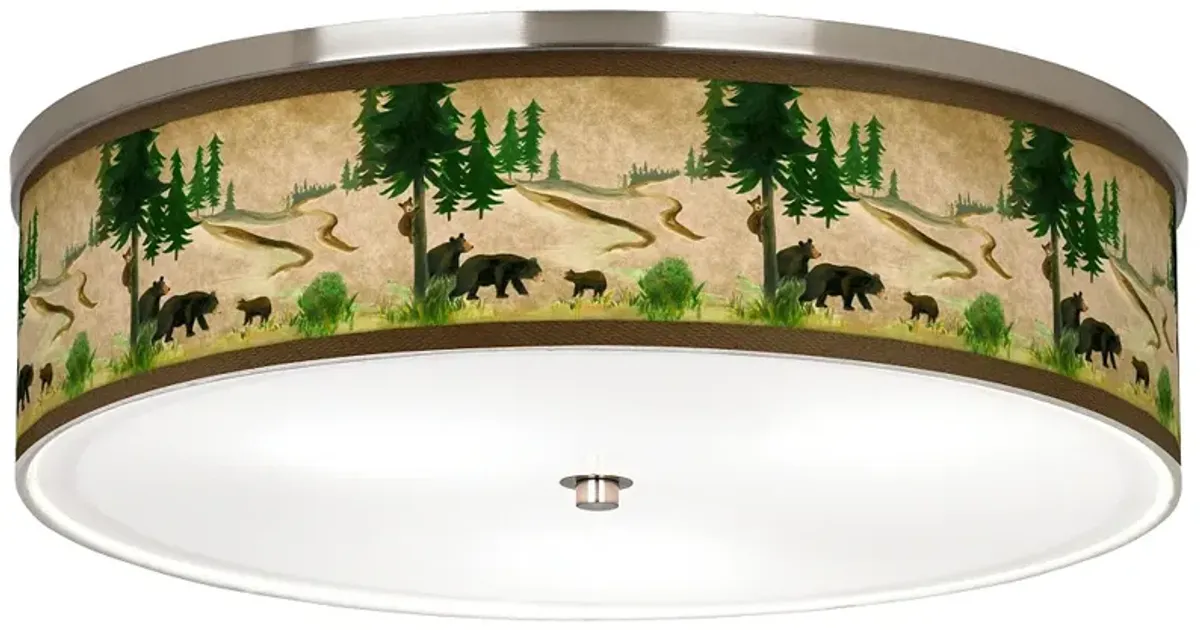 Bear Lodge Giclee Nickel 20 1/4" Wide Ceiling Light