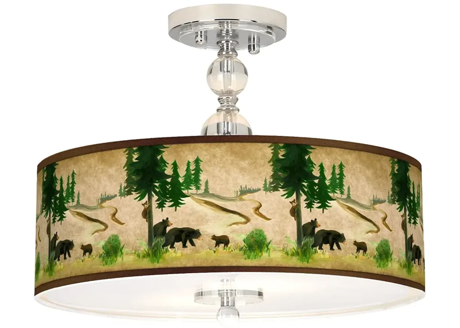 Bear Lodge Giclee 16" Wide Semi-Flush Ceiling Light