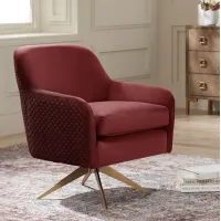 Ames Quilted Wine Velvet Swivel Chair