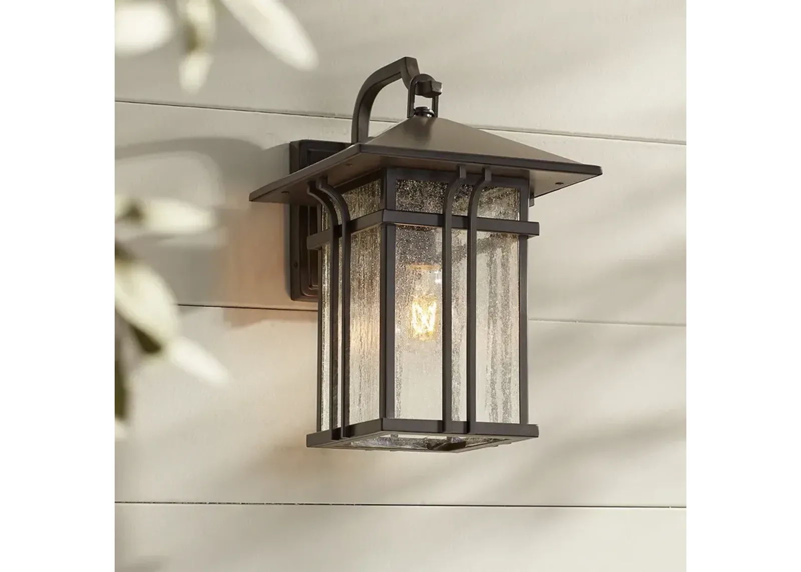 John Timberland Syon 14" High Bronze and Glass Outdoor Wall Light