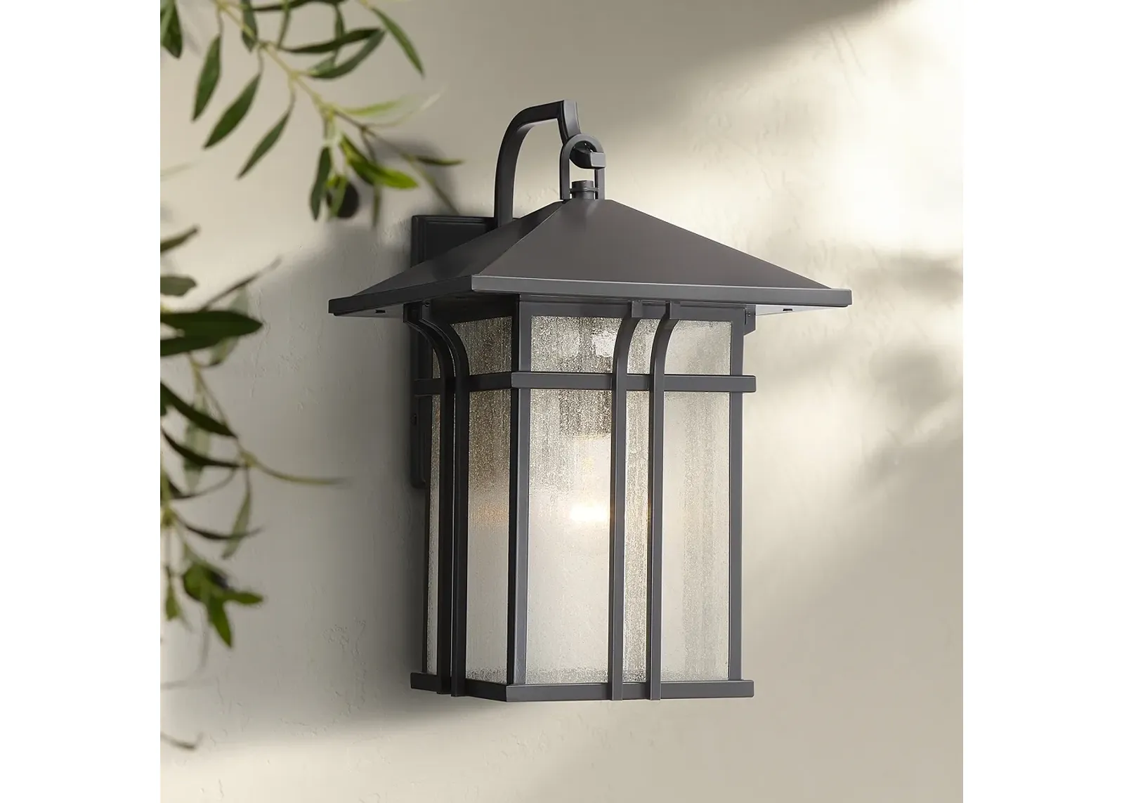 Syon 16 1/2" High Bronze and Seeded Glass Outdoor Mission Wall Light