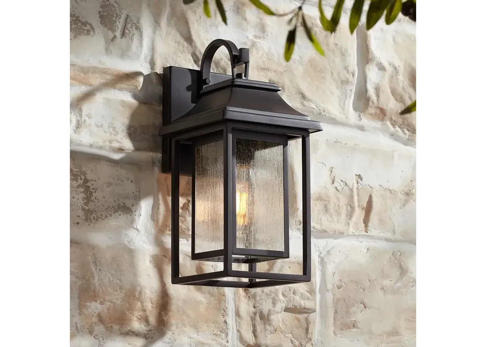 Cecile 15 1/4" High Bronze Box Lantern Outdoor Wall Light