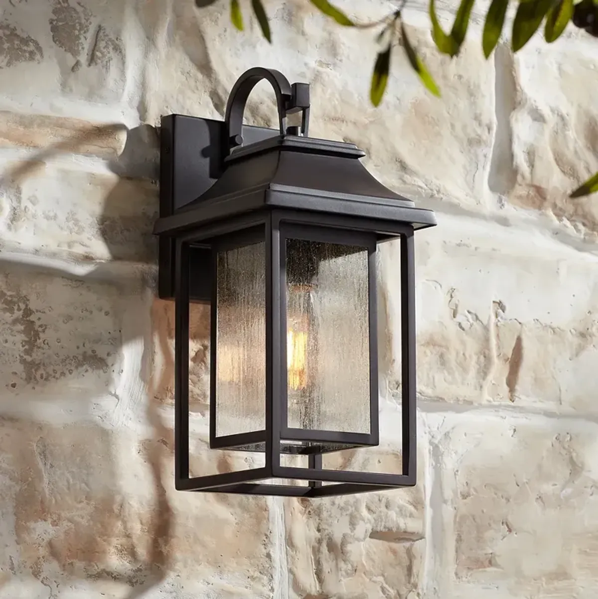 Cecile 15 1/4" High Bronze Box Lantern Outdoor Wall Light