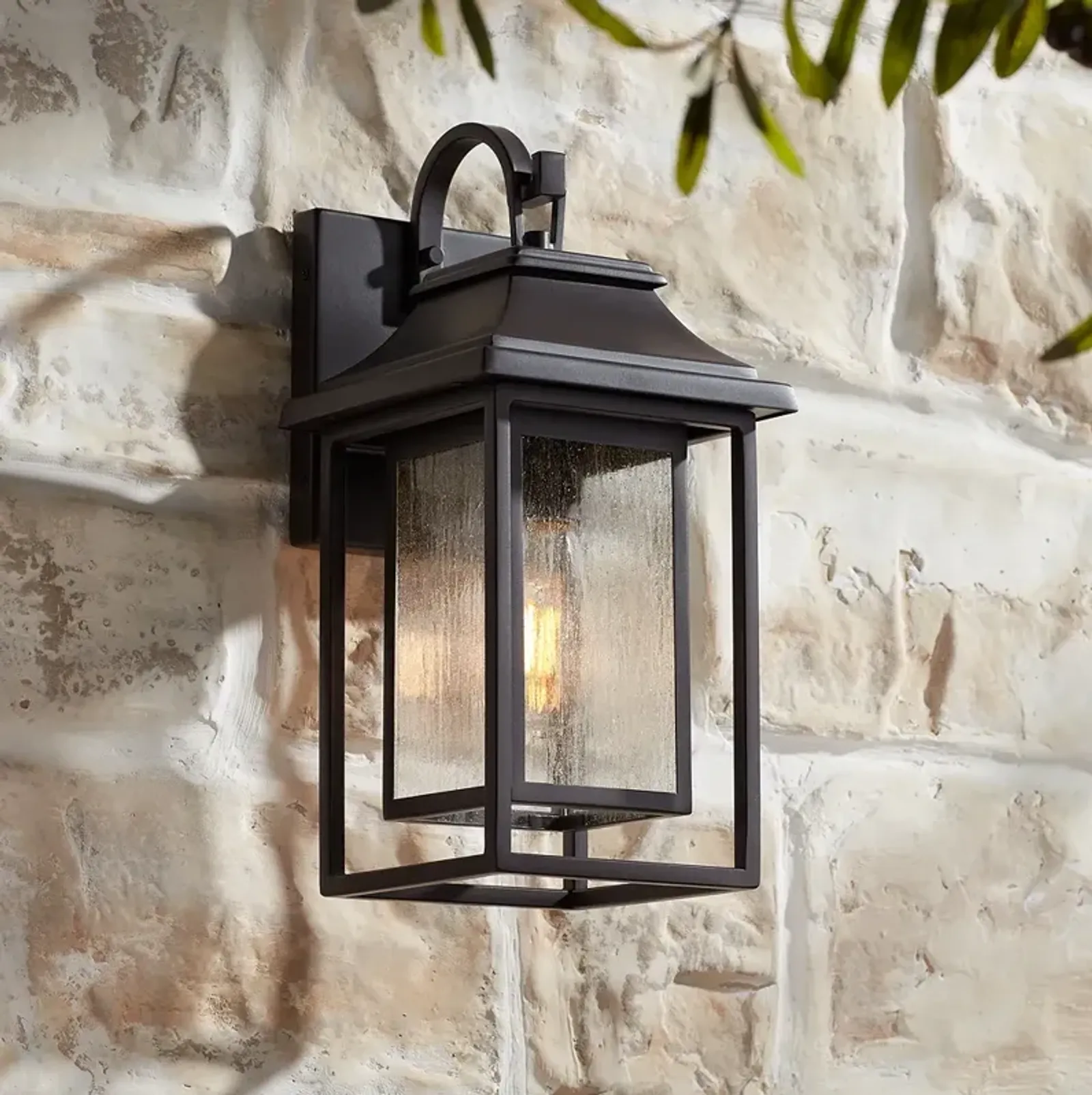 John Timberland Cecile 15 1/4" Bronze Box Lantern Outdoor Wall Light