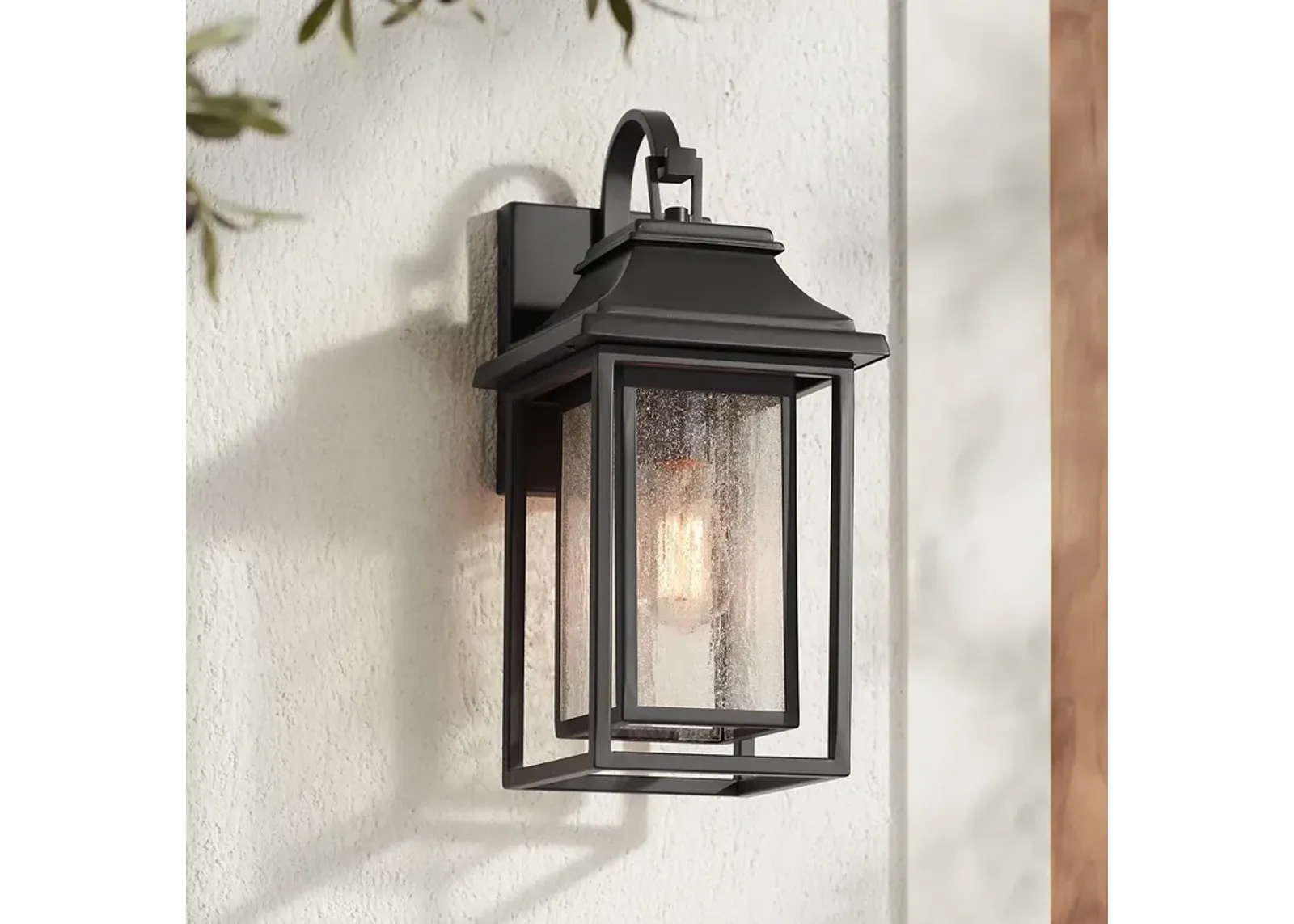 John Timberland Cecile 18 1/4" Bronze Lantern Box Outdoor Wall Light