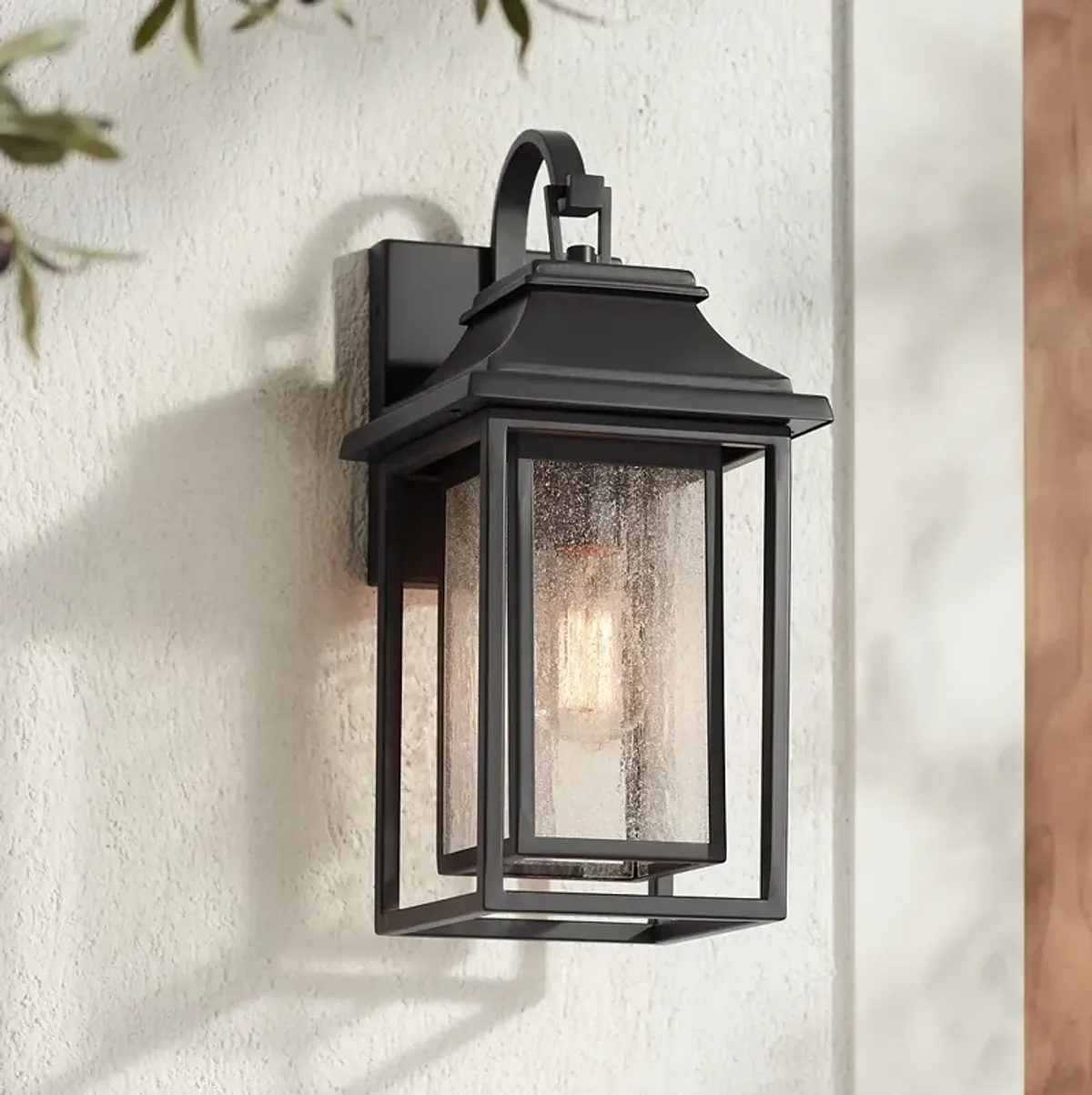 John Timberland Cecile 18 1/4" Bronze Lantern Box Outdoor Wall Light