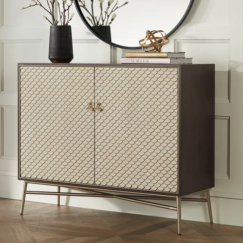 Auric 42 3/4" Wide Mahogany and Brass Modern Cabinet